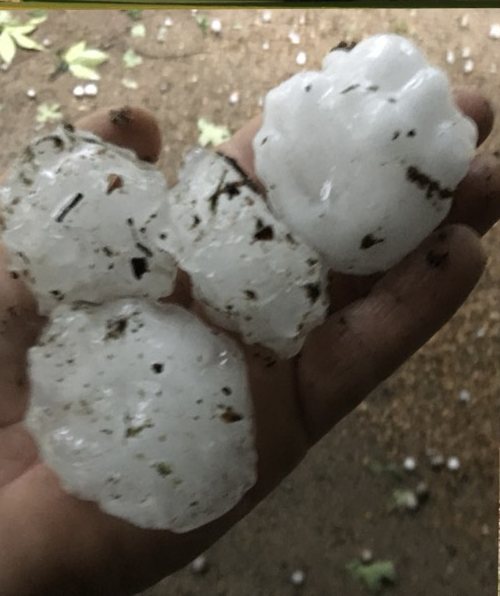 Hailstones after an East Texas storm