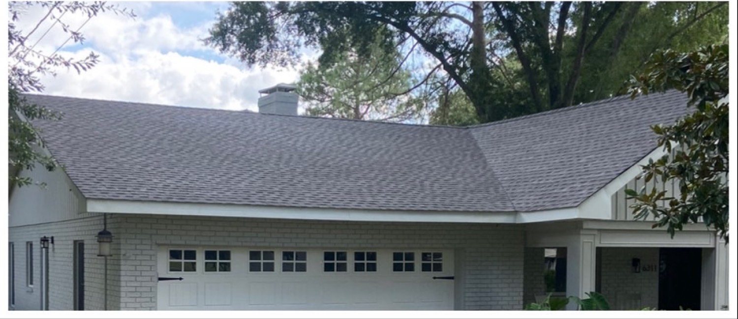 White brick reroof after